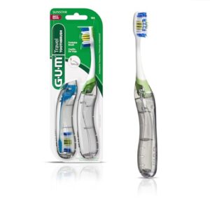 GUM Folding Travel Toothbrush, Compact Head + Tong…