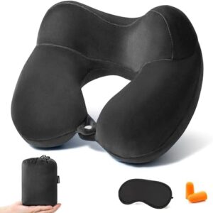 Inflatable Travel Pillow Soft Velvet Portable Neck…