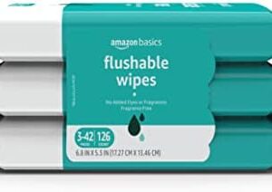 Amazon Basics Flushable Adult Toilet Wipes, Fragra…