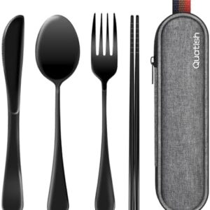 Travel Utensils with Case, Quatish Portable Silver…